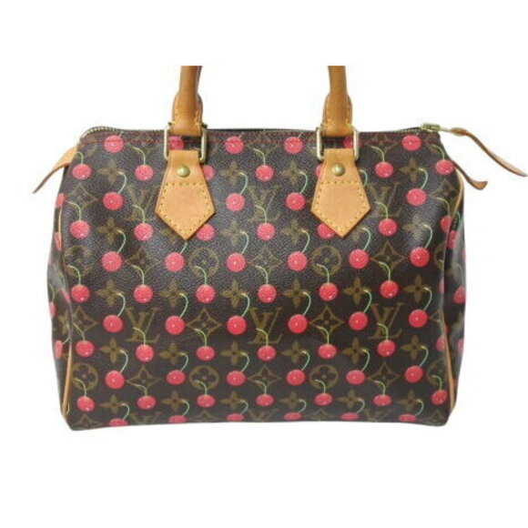 Louis Vuitton Cherry Red Speedy Handbag Brown Takashi Murakami - Picture 2 of 8
